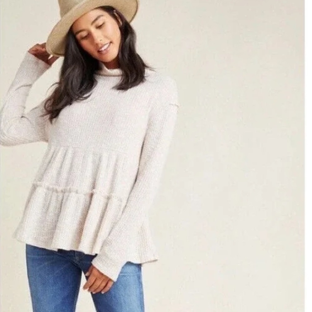 Anthropologie Eri + Ali Babydoll Top - Oatmeal